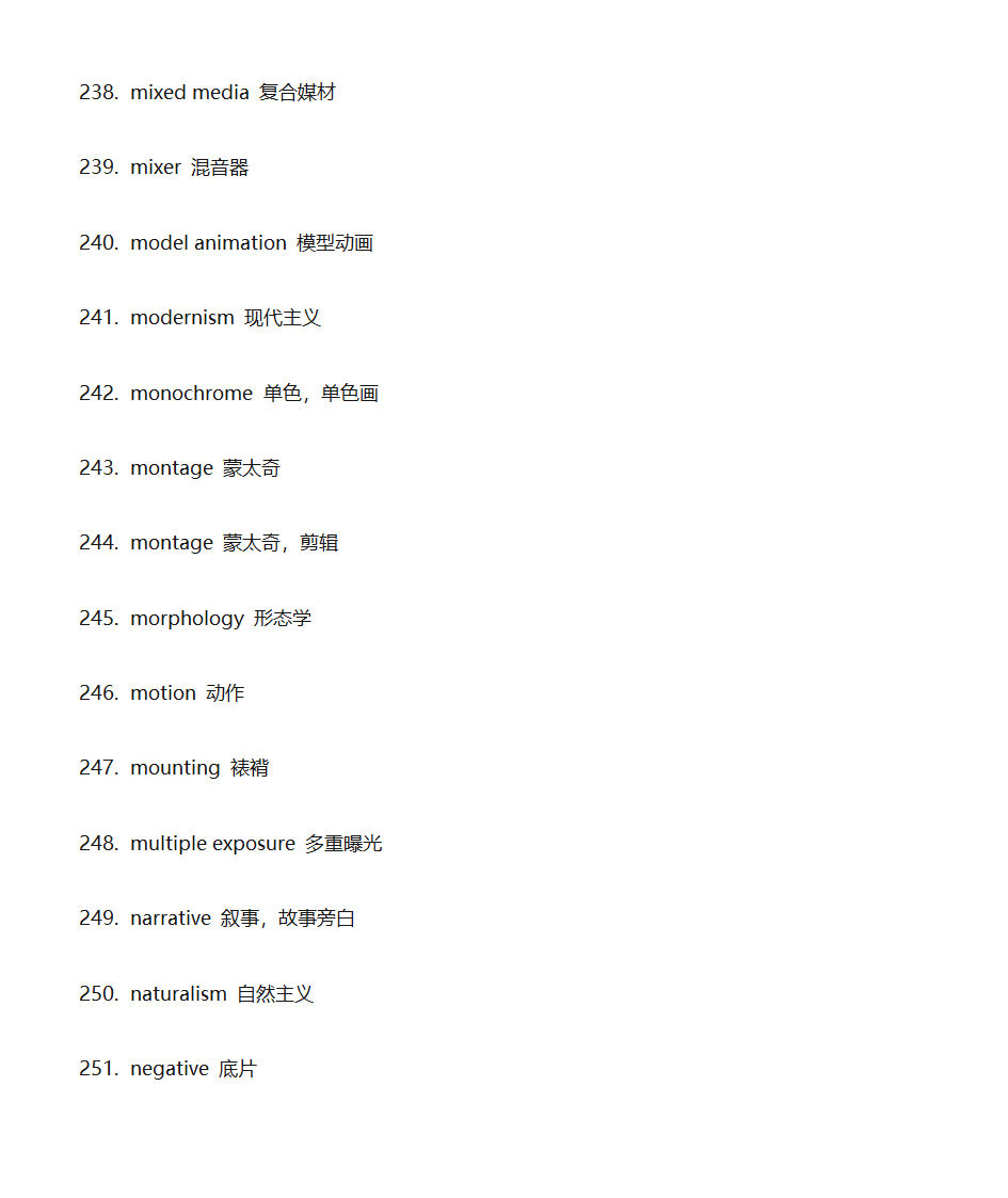 艺术类专业词汇第18页