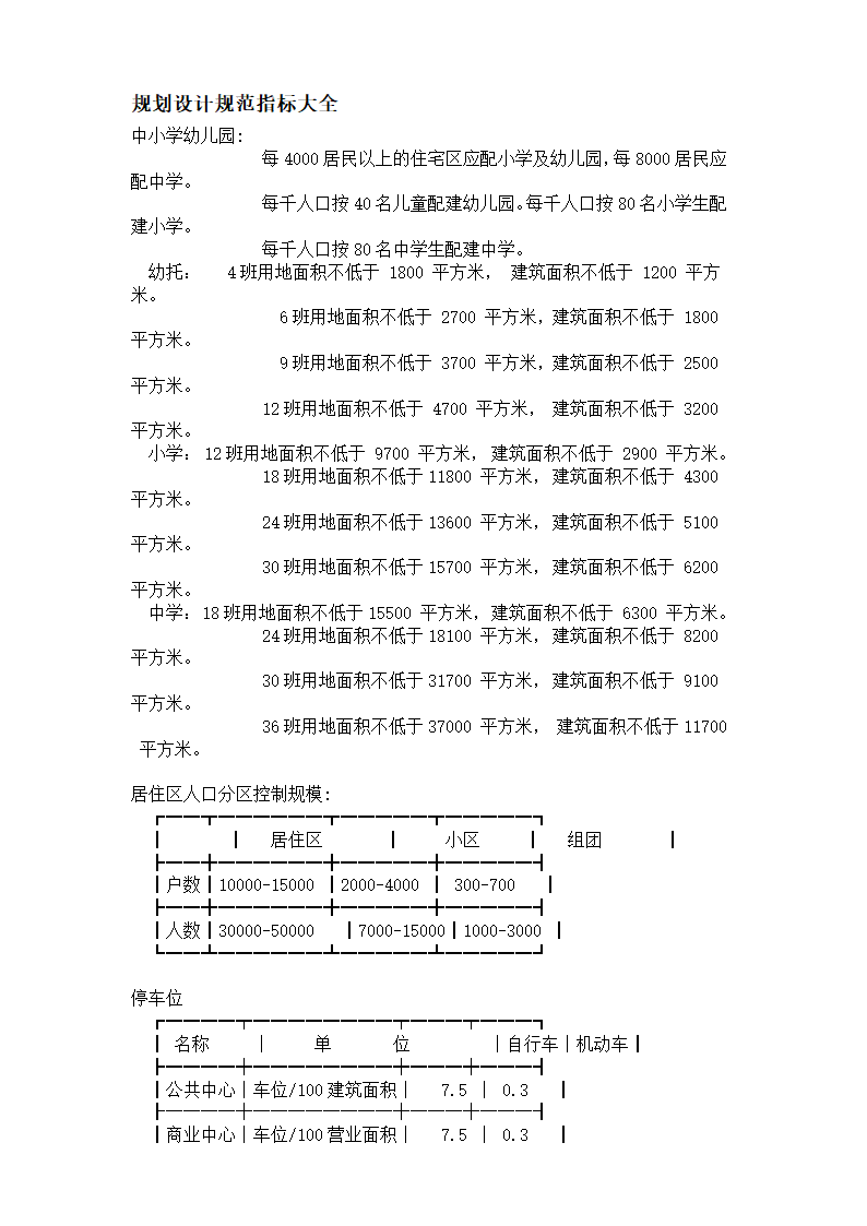 规划设计规范指标大全.doc第1页