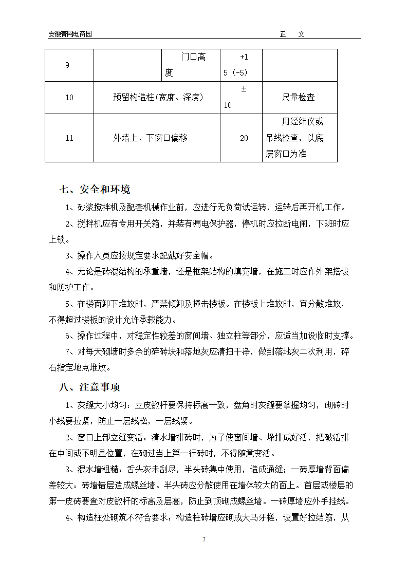 安徽青年电子商务产业园办公楼空心砖砌体工程专项施工方案.doc第7页