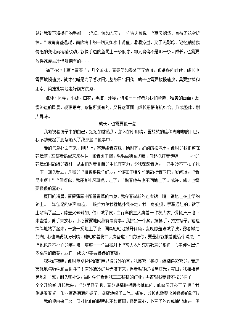 2013中考语文复习资料 作文评讲 成长，也需要作文集素材.doc第5页