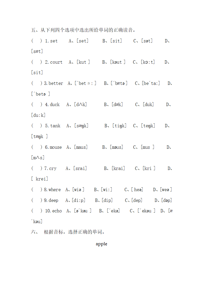 英语音标试题汇总.doc第5页