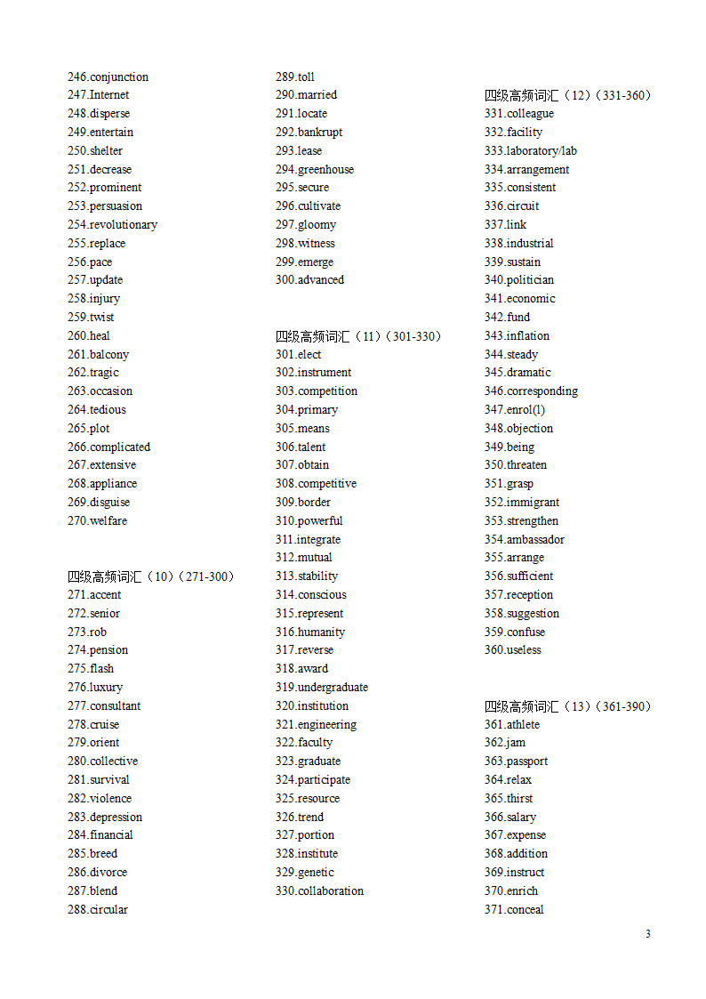 四级最高频2000词纯英文打印版.doc第3页