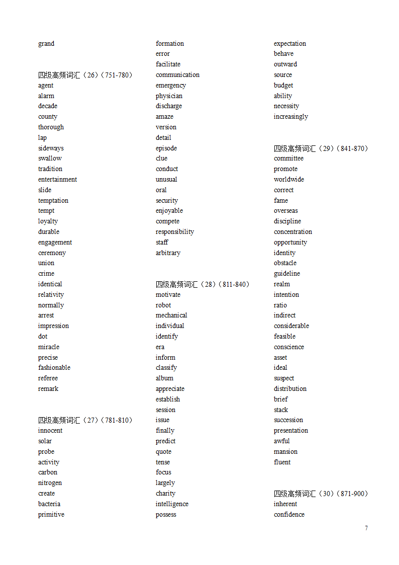 四级最高频2000词纯英文打印版.doc第7页