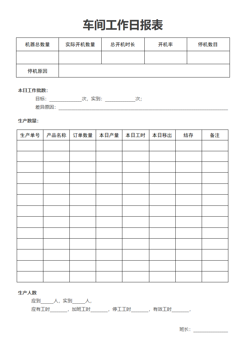 车间工作日报表（可打印）.docx第1页