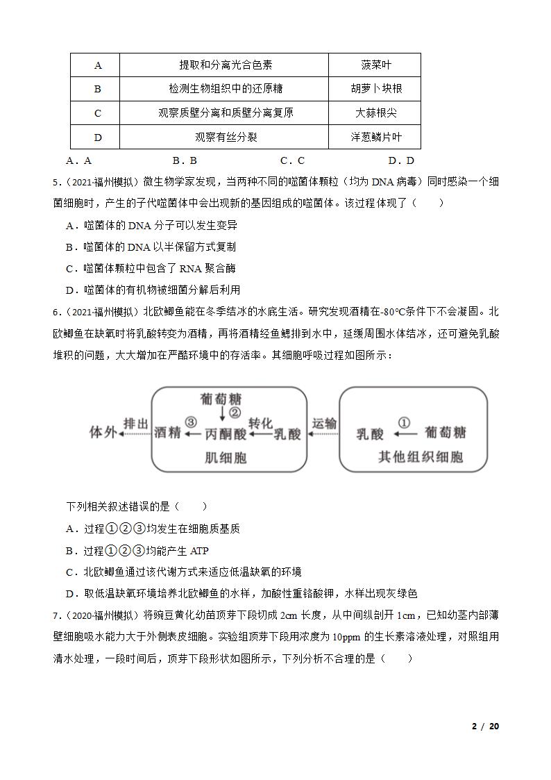 【精品解析】福建省福州市八中2021届高三生物1月新高考适应性试卷.doc第2页