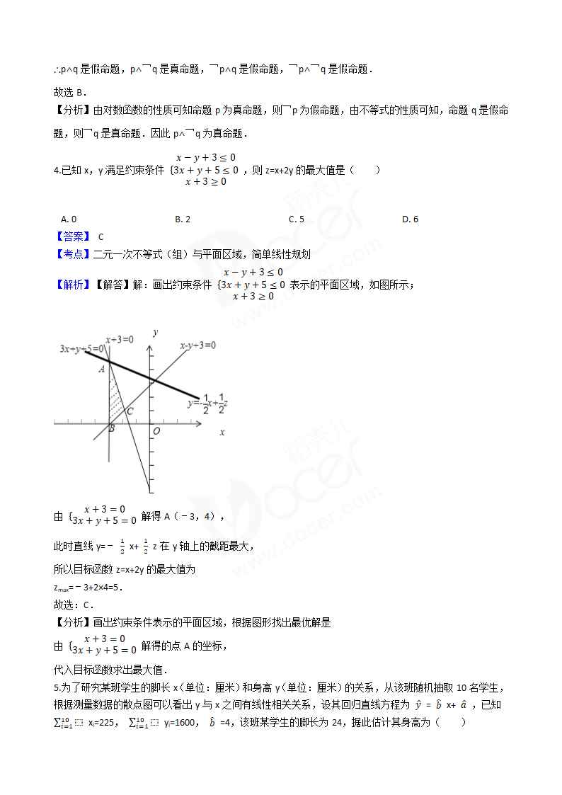 2017年高考理数真题试卷（山东卷）.docx第2页