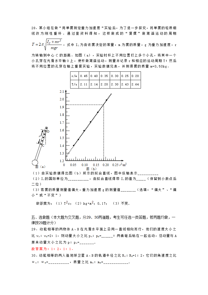 2014年上海市高考物理试卷第7页