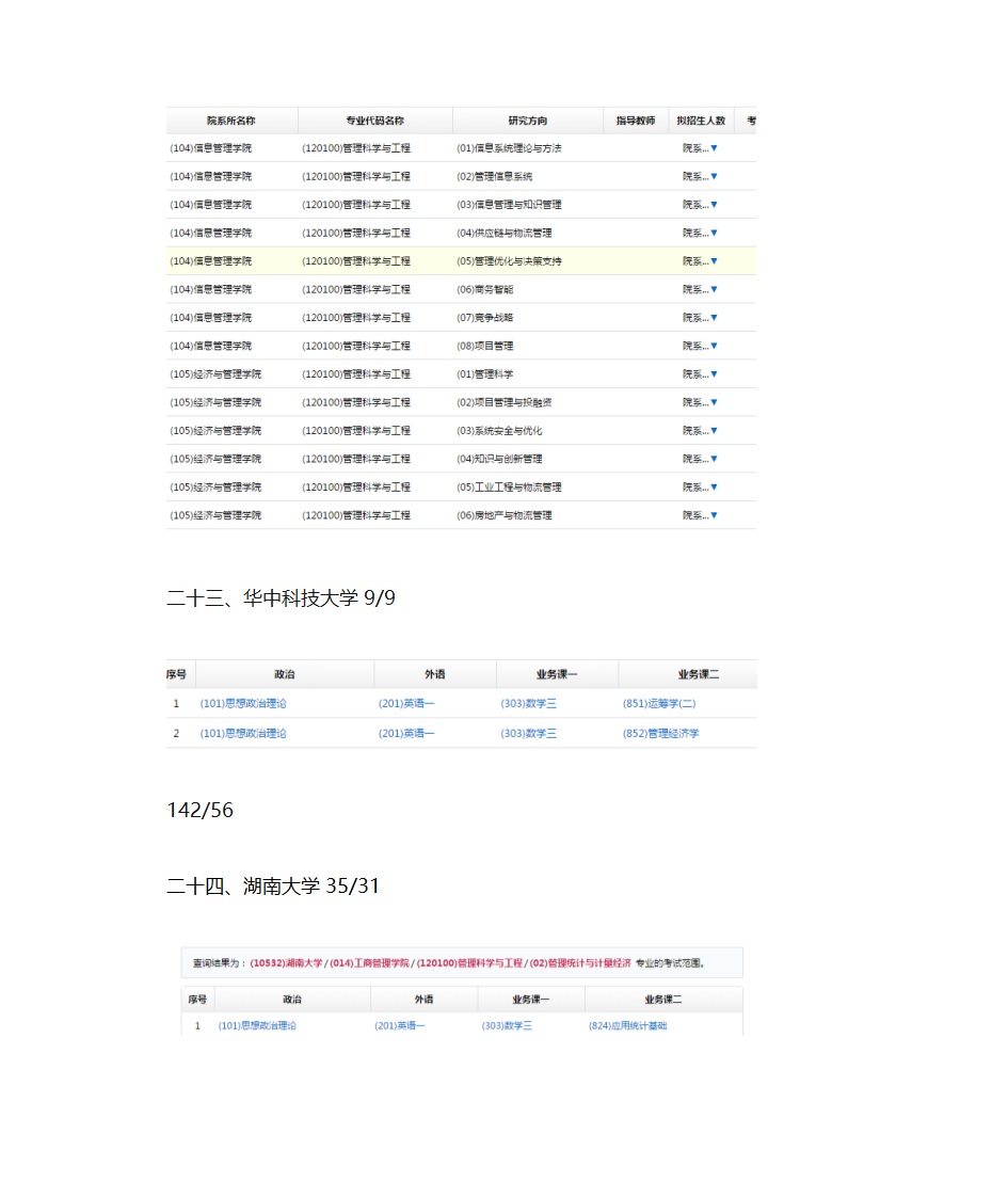 管理科学与工程考研学校以及科目第10页