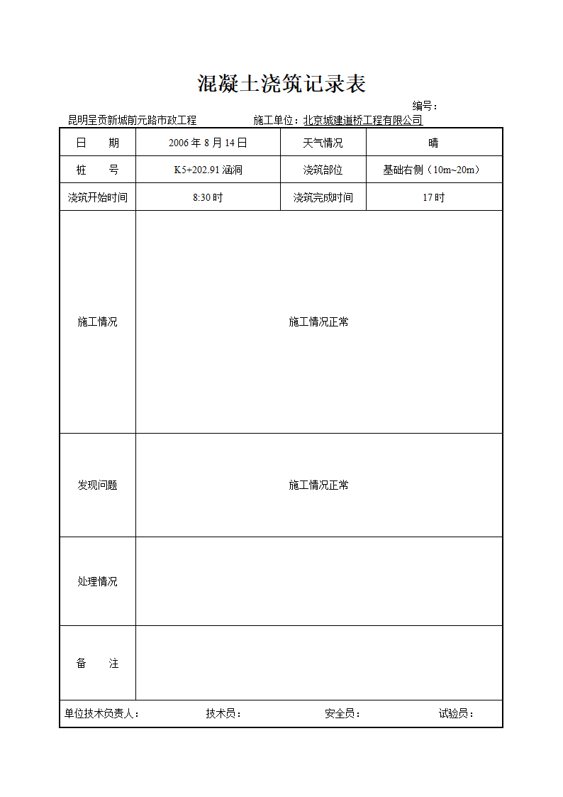 混凝土浇灌记录表施工单位用表.doc第6页