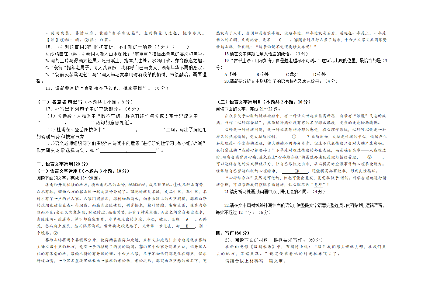 山东省济南市济南中学2024届高三下学期第二次高考模拟考试语文试卷（含答案）.doc第5页