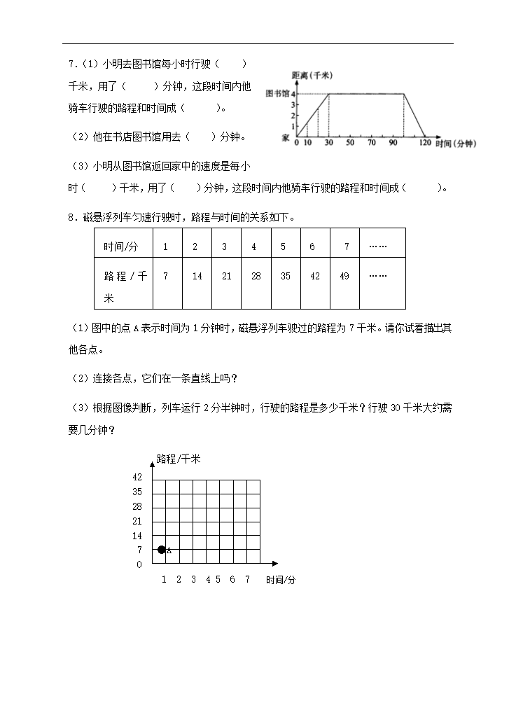 小学数学苏教版六年级下册《正比例图像》课后练习.docx第3页