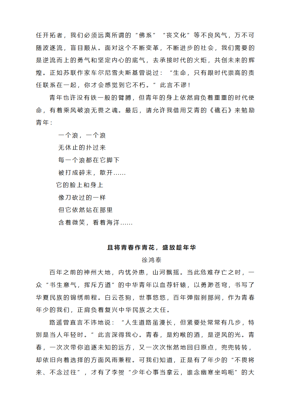 2023届高考模拟主题作文写作：双肩担责任，接力新时代.doc第5页