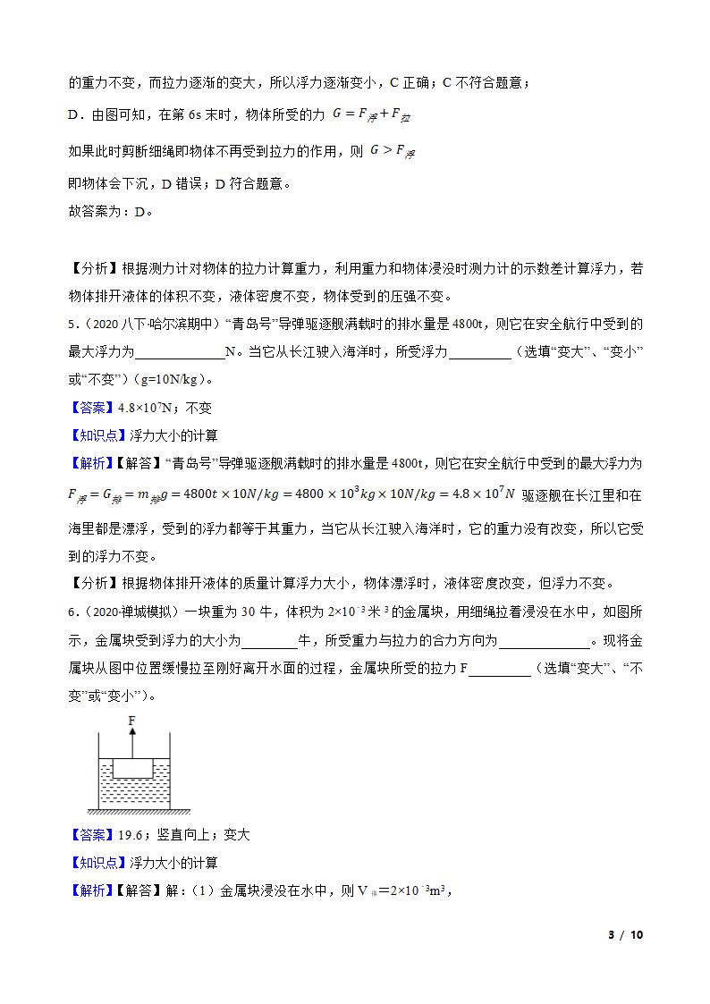 人教版初中物理八年级下册10.2《浮力的计算》知识点巩固.doc第3页