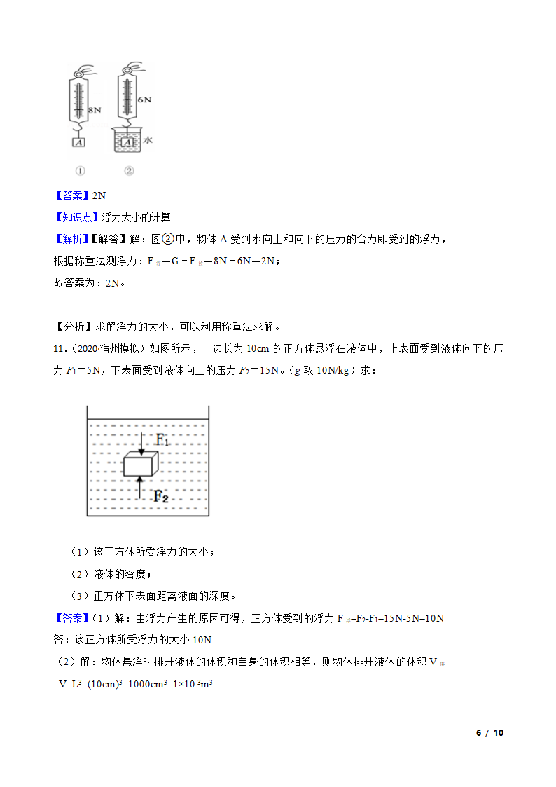 人教版初中物理八年级下册10.2《浮力的计算》知识点巩固.doc第6页