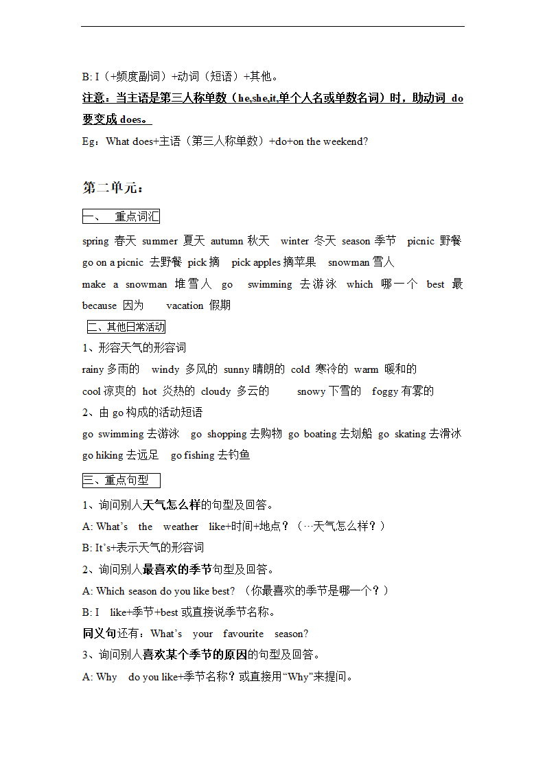 人教版 (PEP) 小学英语五年级下册单元知识点归纳整理.doc第2页