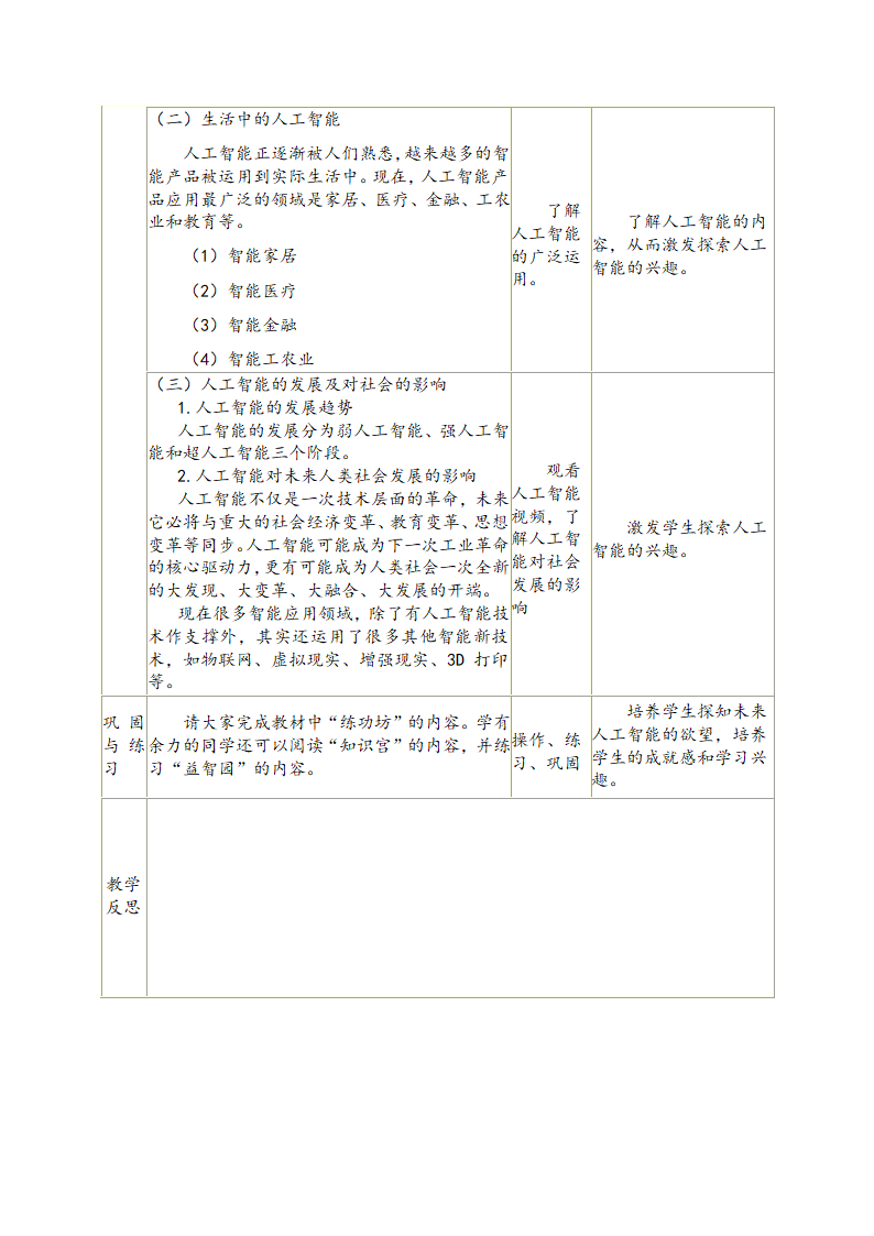 南方版六年级信息技术下册 第9课 多彩的智能生活 表格式教案.doc第2页