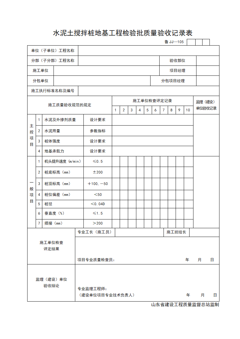 某水泥土搅拌桩地基工程检验批质量的验收记录表.doc第1页