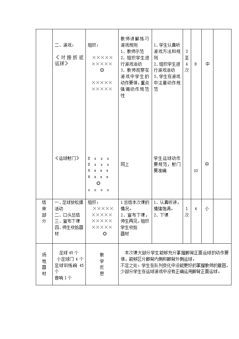 全国通用 五年级下册体育 足球脚背正面运球  教案.doc第4页