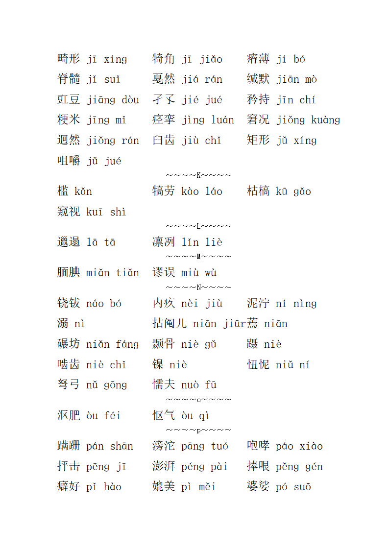 普通话考试易错字词第2页