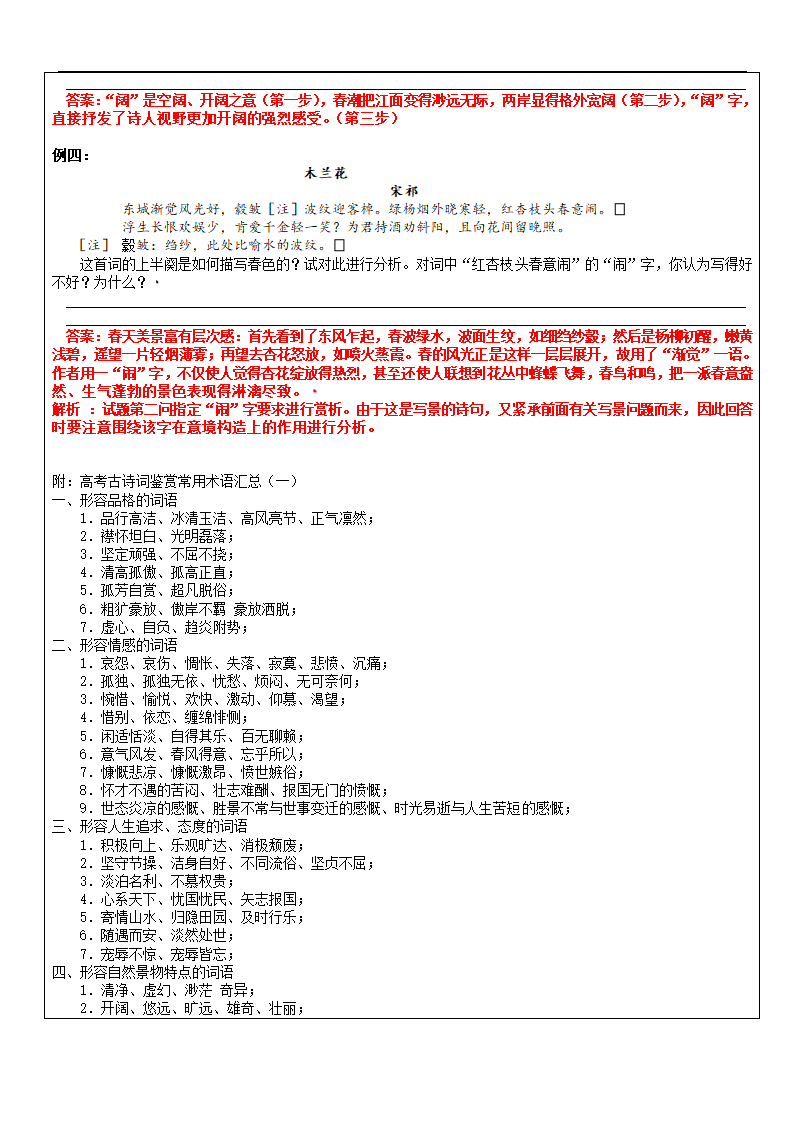 2021年上海市高二暑期知识点复习：5 诗歌鉴赏炼字 教案.doc第3页