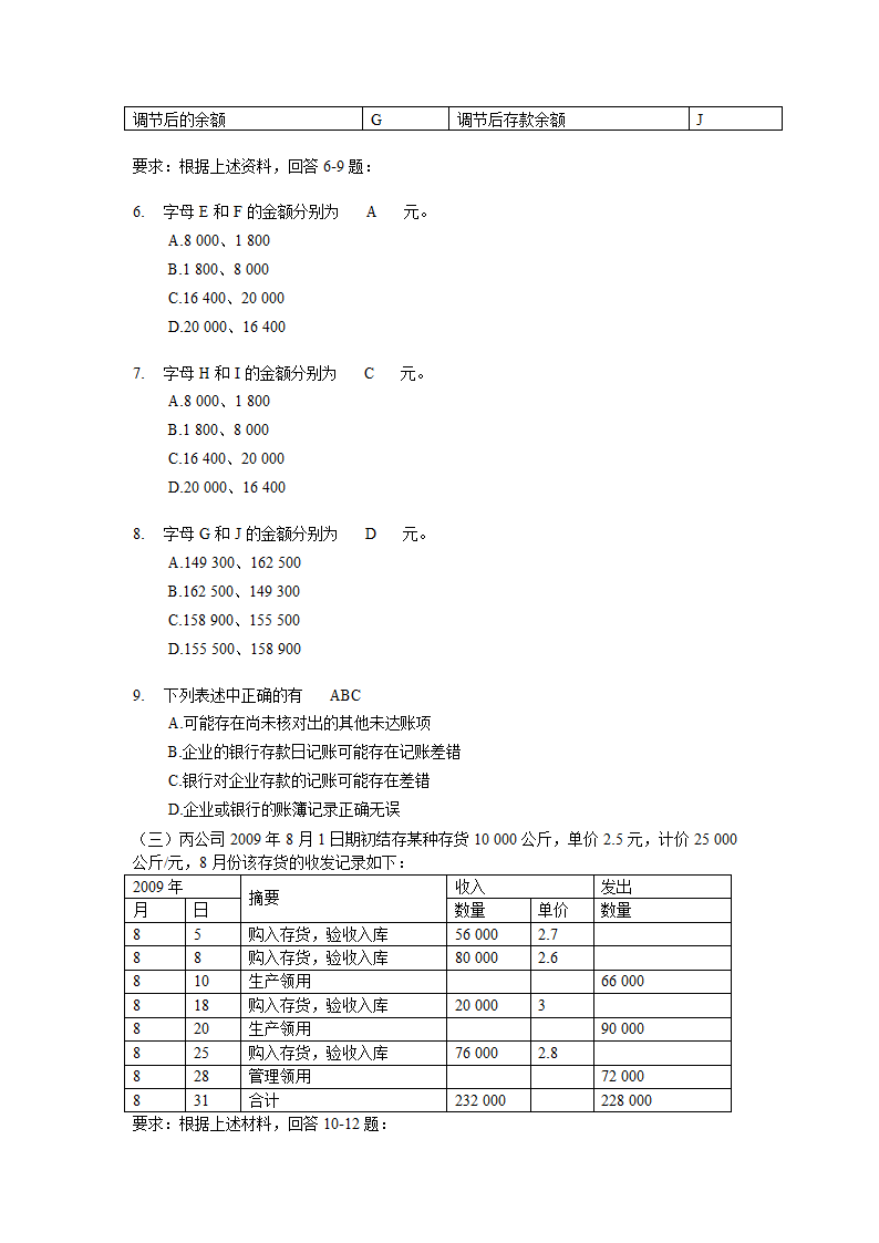 上海2009年(下半年)会计从业资格考试《会计基础》试题及答案第11页