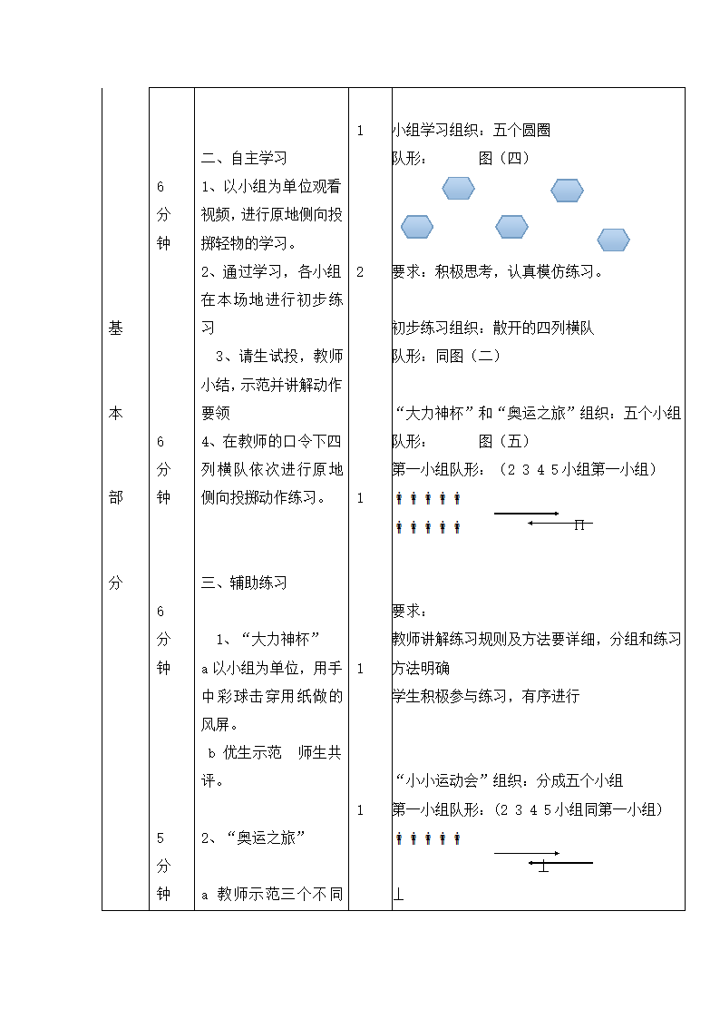 三年级体育 原地侧向投掷轻物  教案  全国通用.doc第4页