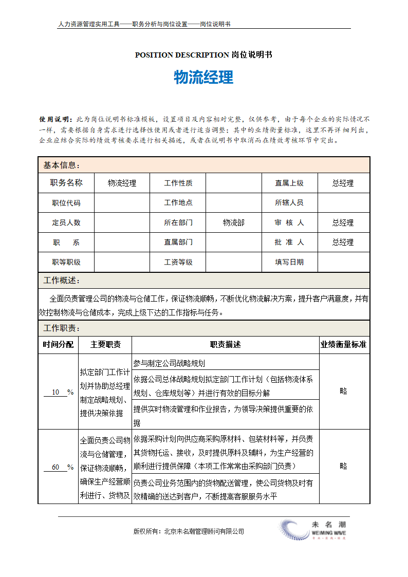 岗位说明书——物流经理.doc第2页