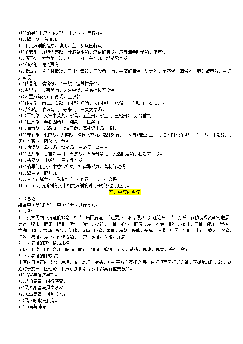 2012年  中医综合考研大纲第9页