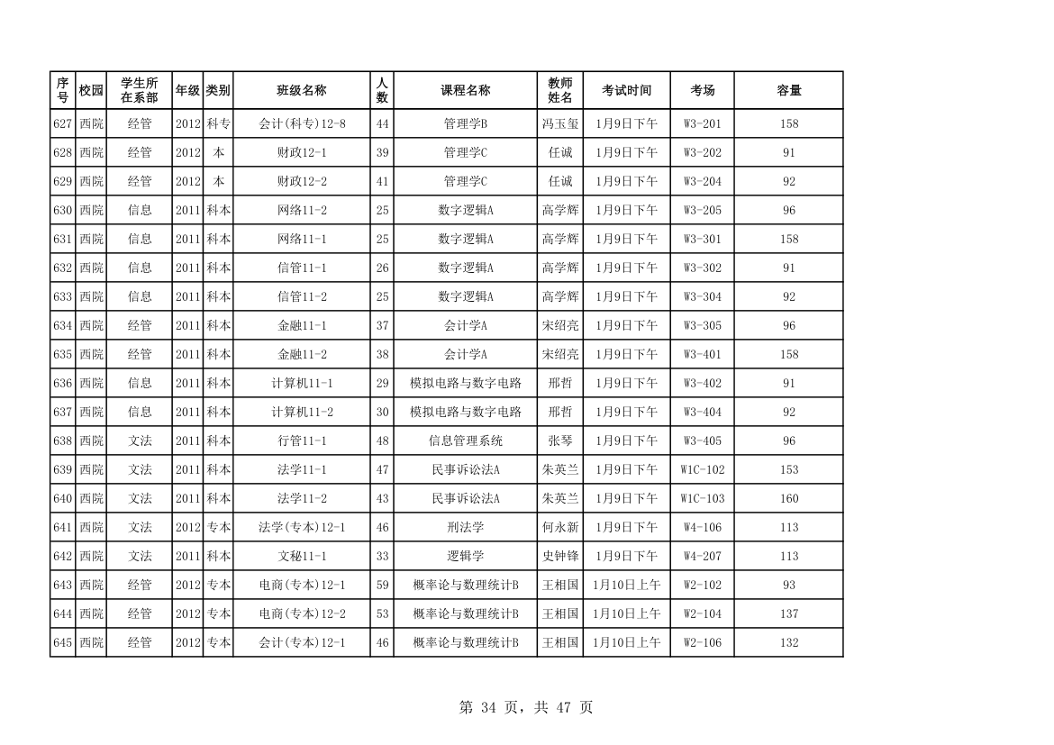 山东科技大学考试安排第34页