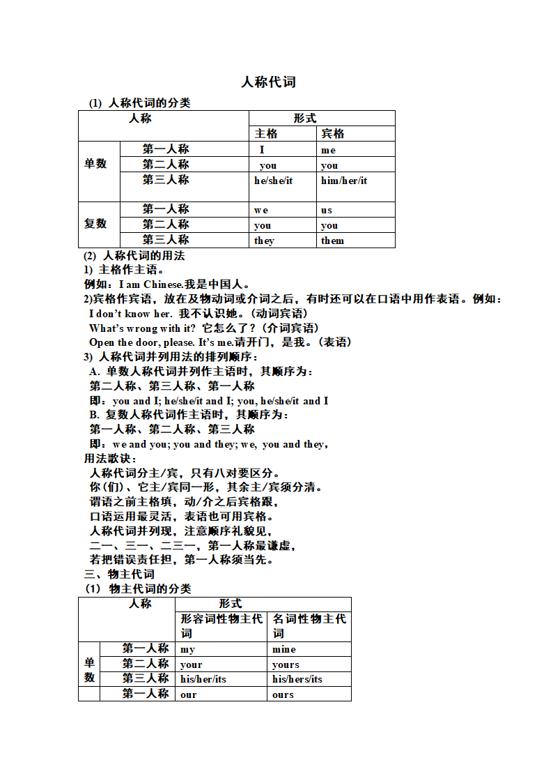 Unit 2 Colours and Clothes人称代词知识点讲练 (含答案）.doc第1页