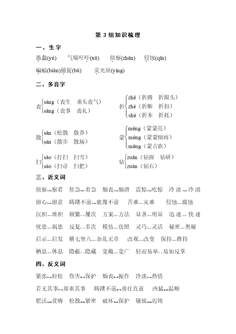 人教版小学语文四年级下学期 第三组 单元知识点梳理.doc第1页