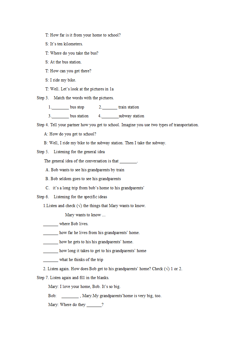 Unit 3 How do you get to school.(4课时教案）.doc第6页