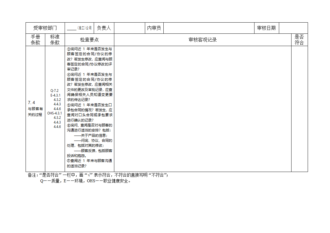 三标一体化管理体系内部审核检查及记录表.doc第12页