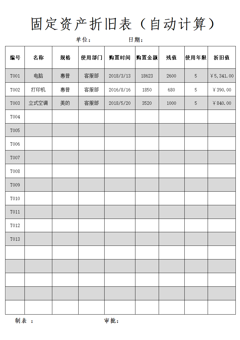 固定资产折旧表自动计算.docx第1页