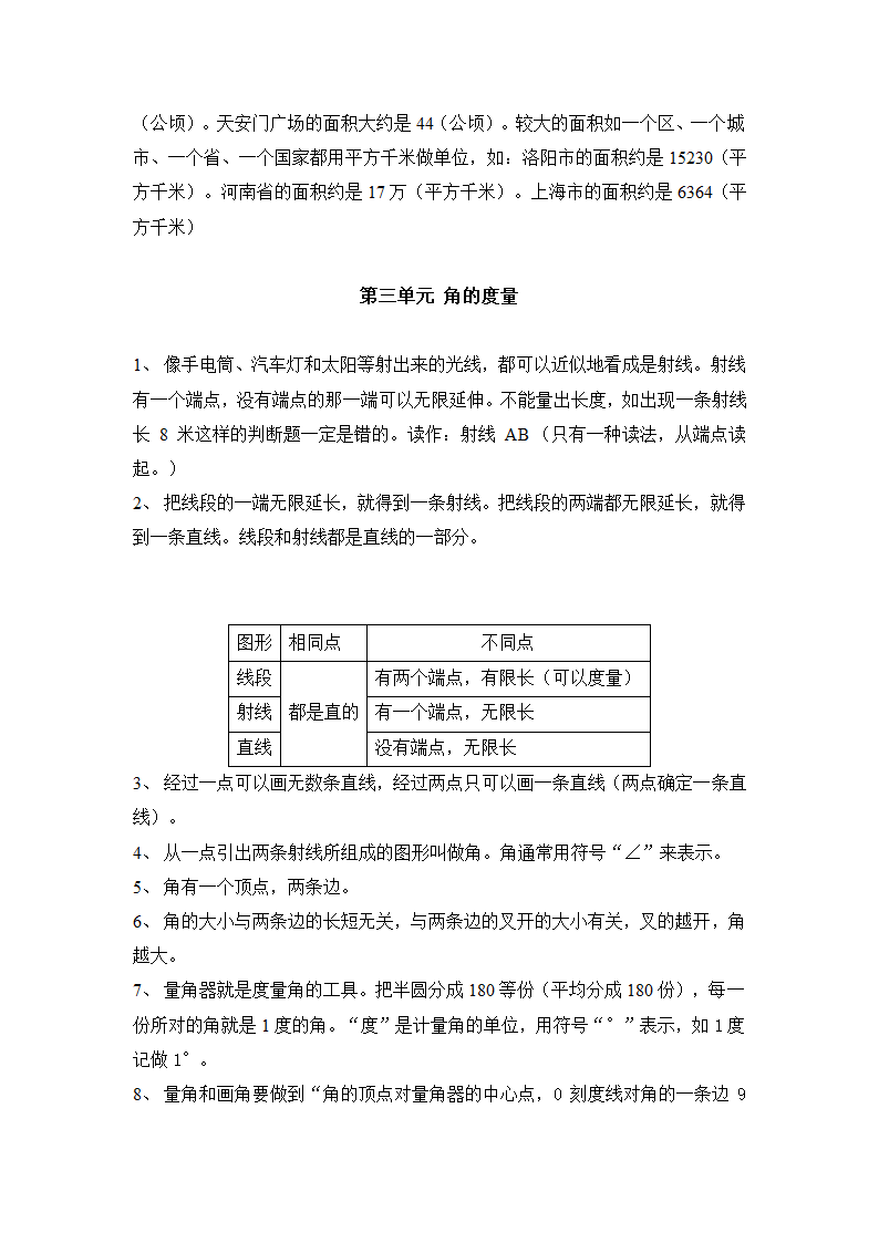 小学数学人教版四年级数学上册期中知识点汇总（word版）.doc第3页