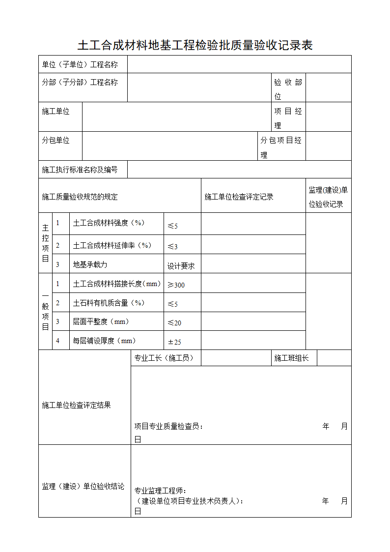 土工合成材料地基工程检验批质量验收记录表.docx第1页