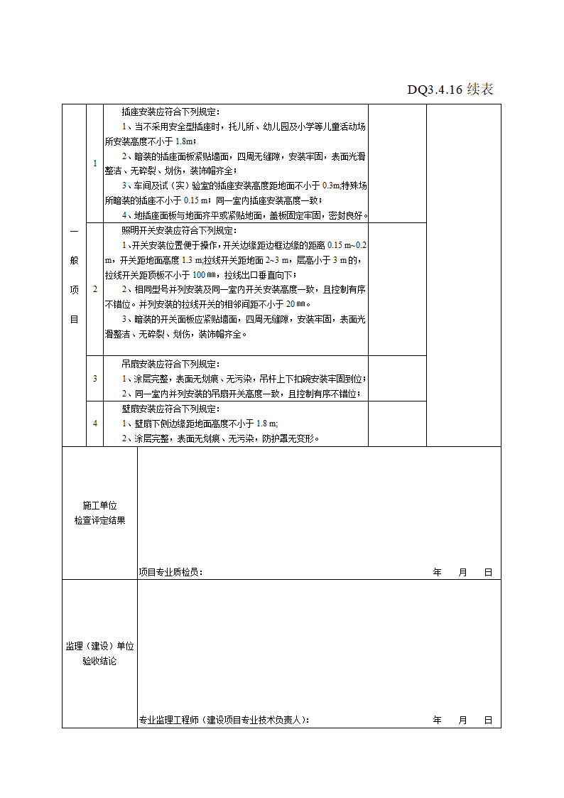 某地区开关插座风扇安装分项工程检验批质量验收记录详细文档.doc第2页