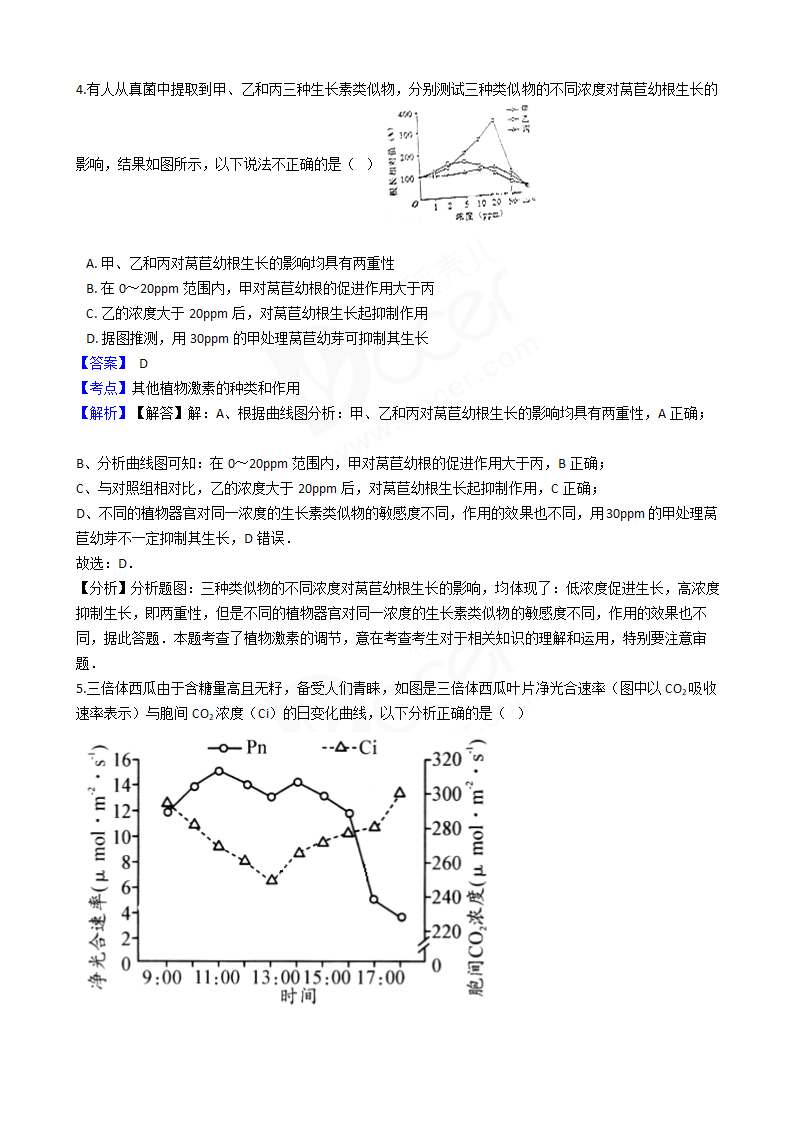 2016年高考理综真题试卷（生物部分）（四川卷）.docx第3页