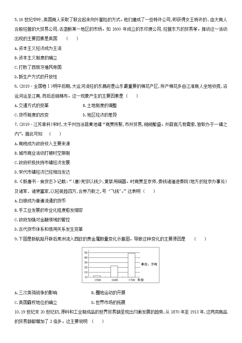 2020-2021学年人教统编版选择性必修2第三单元  商业贸易与日常生活 练习卷 解析版.doc第2页