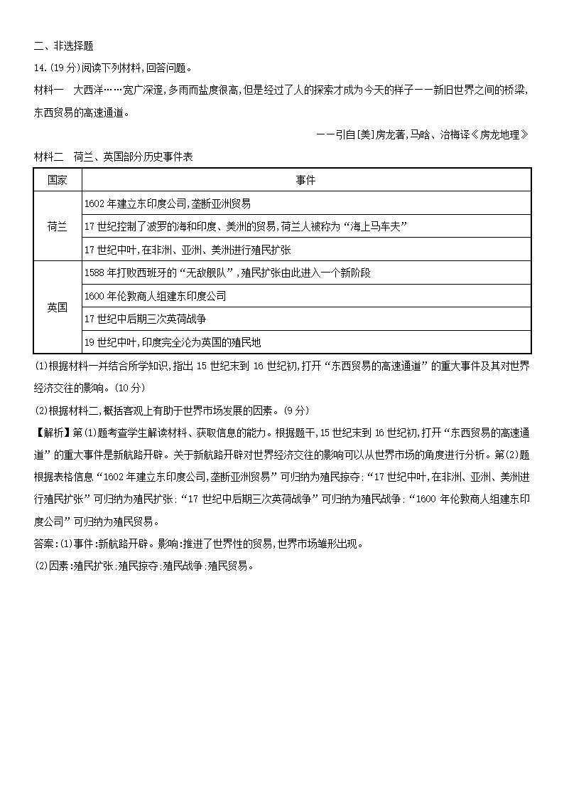 2020-2021学年人教统编版选择性必修2第三单元  商业贸易与日常生活 练习卷 解析版.doc第9页