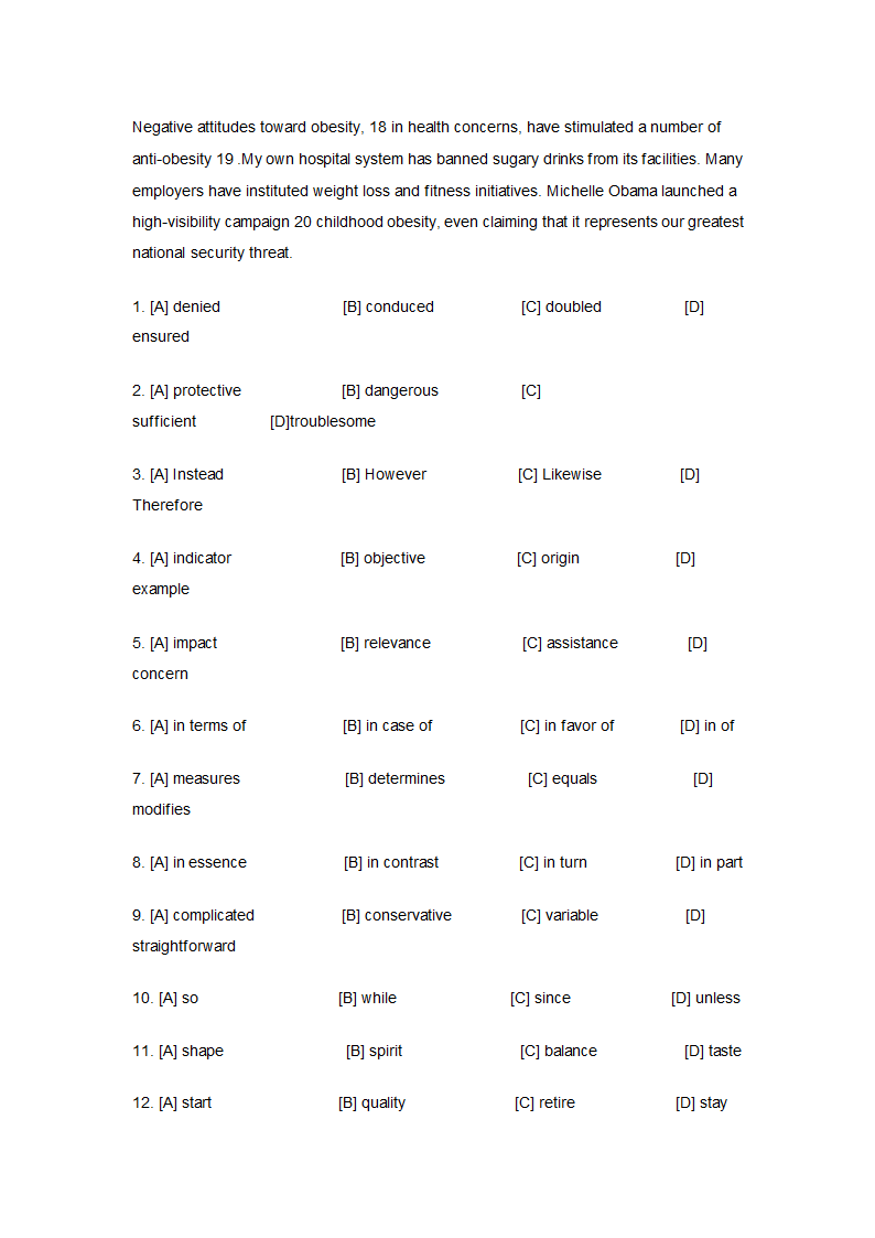 2014考研英语二 完型部分第2页