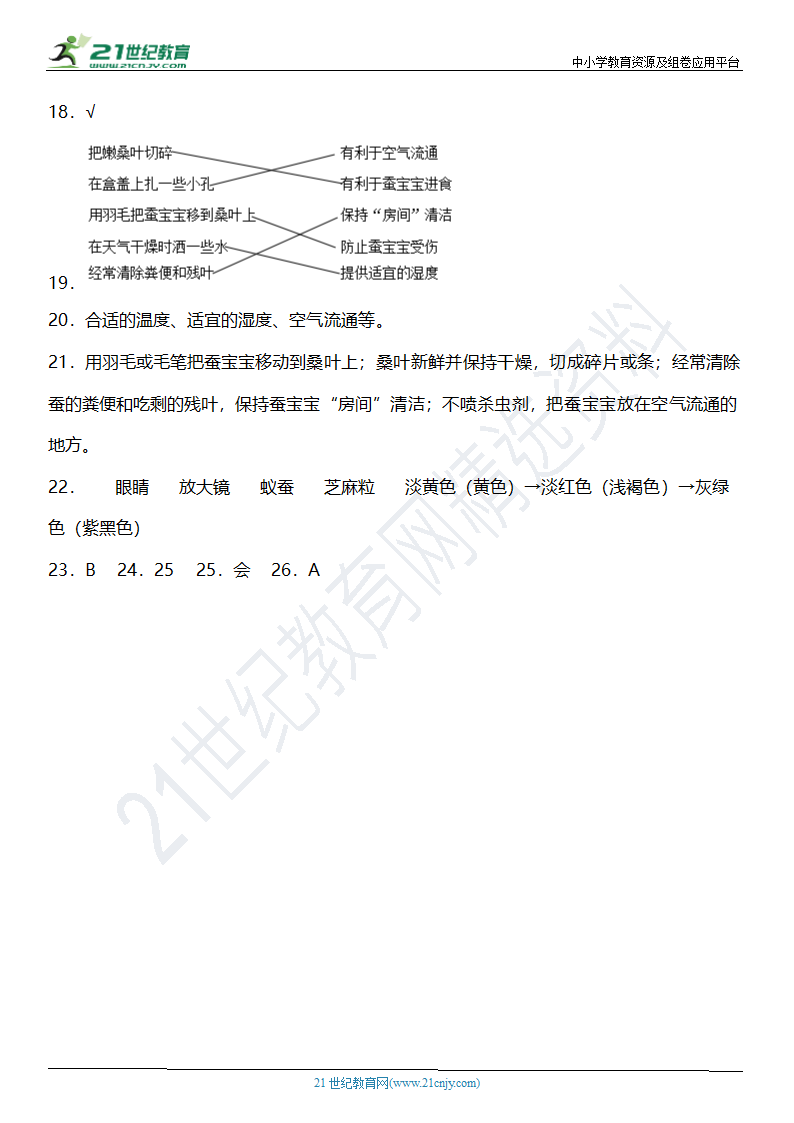 2.1《迎接蚕宝宝的到来》知识点+同步练习（含答案）.doc第7页