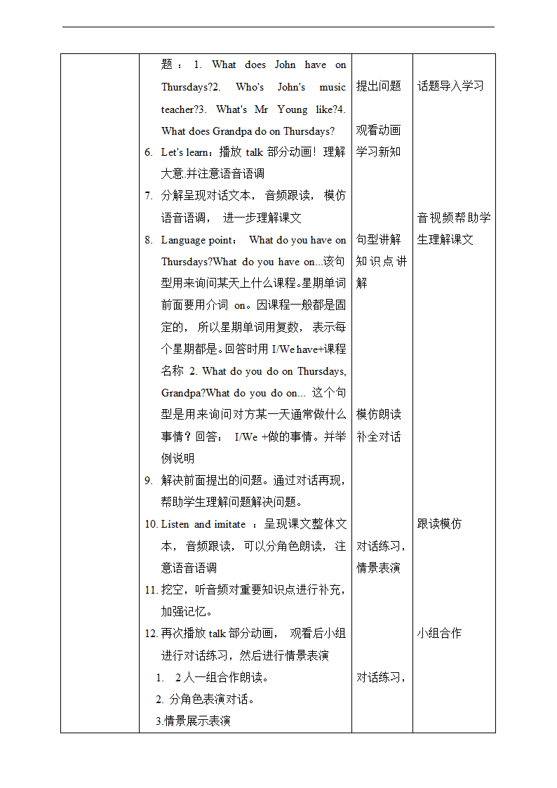 小学英语人教版五年级上册《Unit 2 My week PA Let's talk》教案.docx第2页