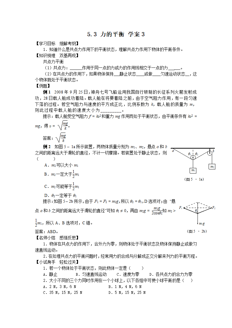 5.3 力的平衡 学案 (3).doc第1页