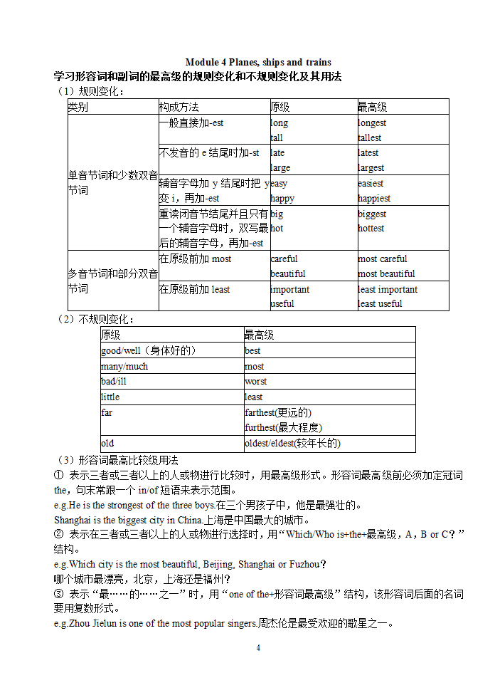 外研版英语八年级上Modules 1-10各模块知识点归纳总结.doc第4页