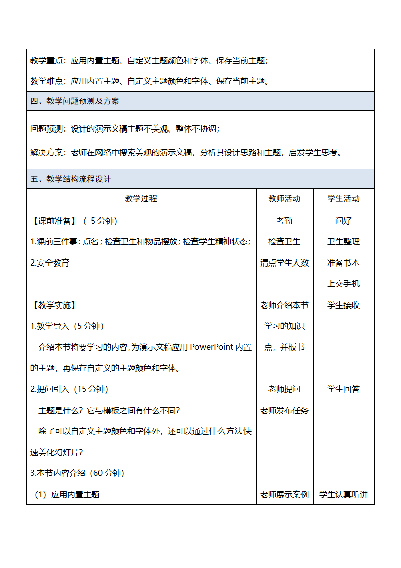 中职《Office办公软件应用（慕课版）》（人邮版·2023） 课题23-设计演示文稿主题 教案（表格式）.doc第2页