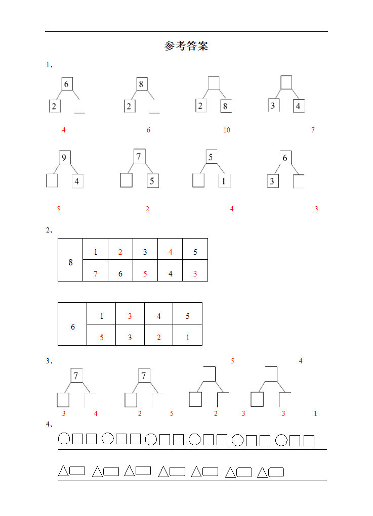 小学数学苏教版一年级上册《分与合》课后练习.docx第4页