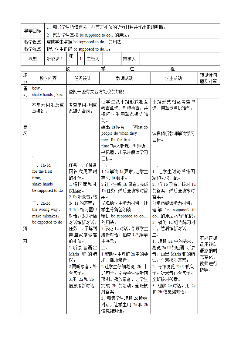 Unit 10 You’re supposed to shake hands. （8课时导学案）.doc第5页