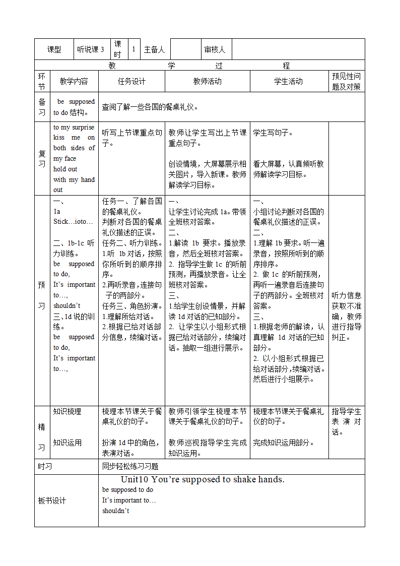 Unit 10 You’re supposed to shake hands. （8课时导学案）.doc第9页