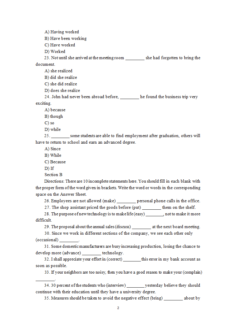 大学英语三级A历年考题第2页